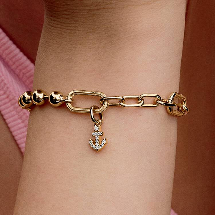 14ct Gold on Silver Mini Anchor Dangle Pandora Charm