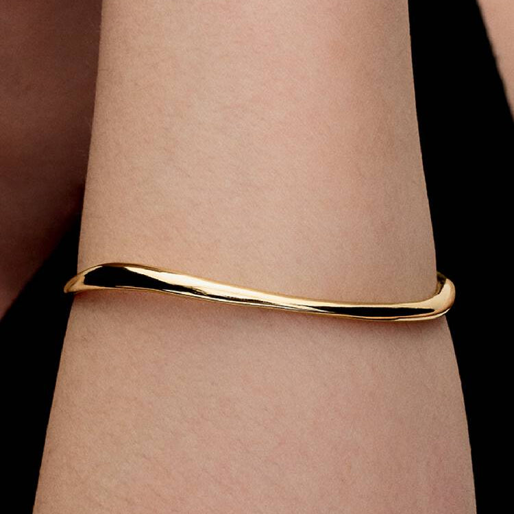 14ct Gold on Silver Organically Shaped Pandora Bangle