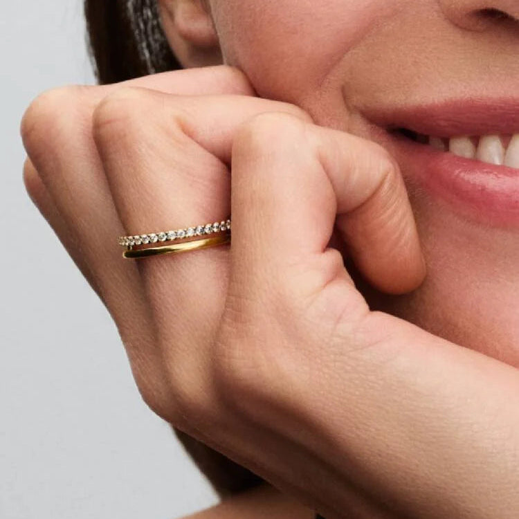 14ct Gold on Silver Double Band Pandora Ring
