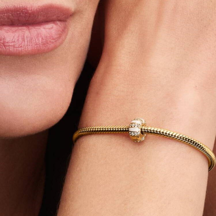 14ct Gold on Silver Stones & Enamel Clip Pandora Charm