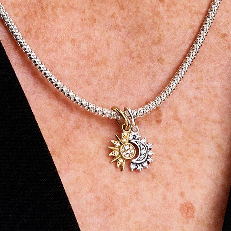 Splittable Sun & Moon Dangle Pandora Charm