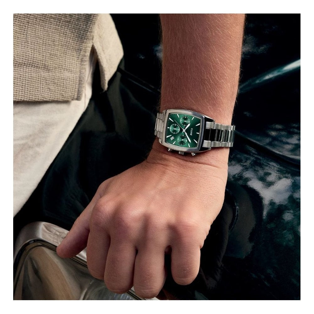 Quartaut, Green Chronograph Dial, Gents Stainless Steel Watch