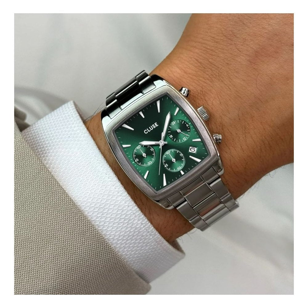 Quartaut, Green Chronograph Dial, Gents Stainless Steel Watch