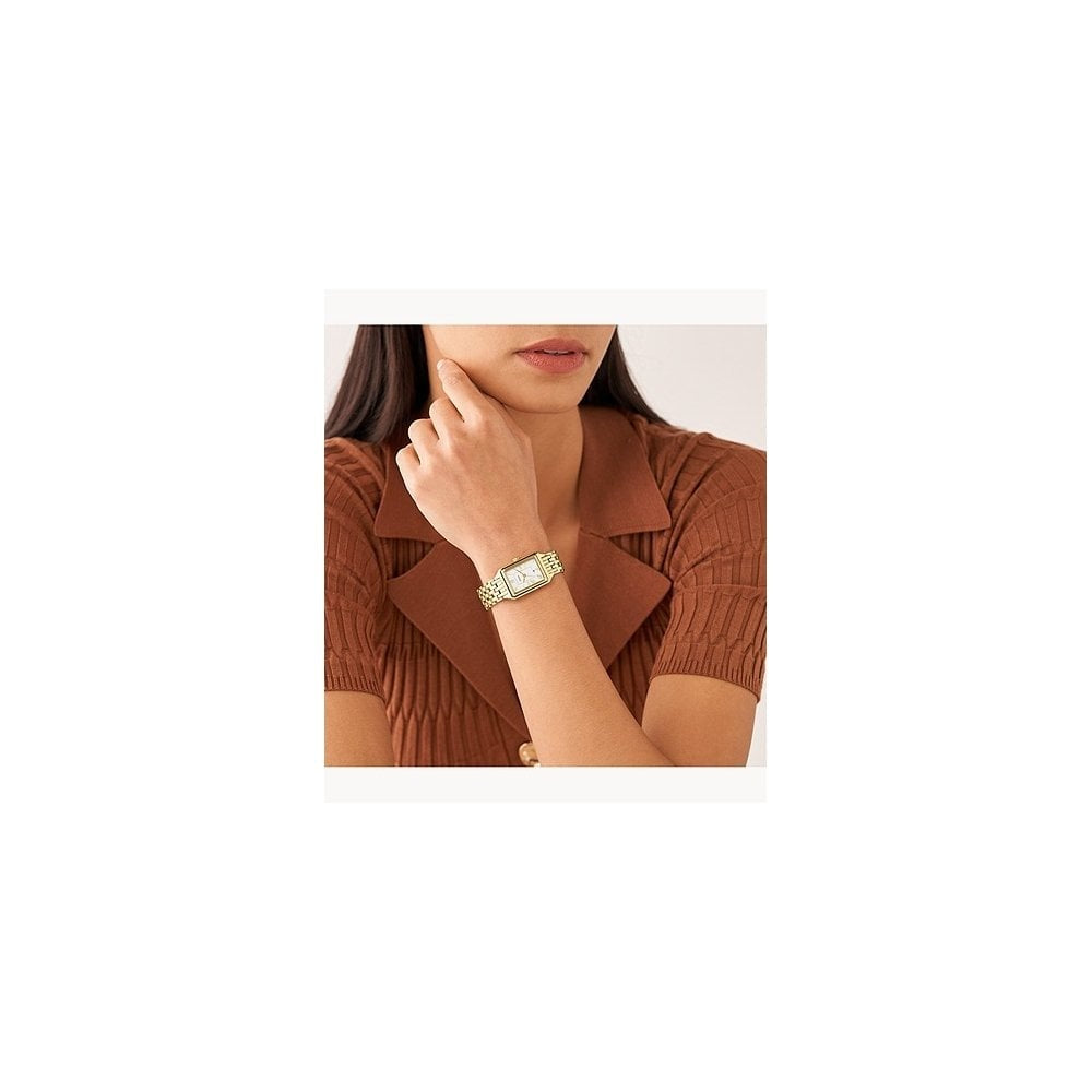 RAQUEL THREE HAND SILVER DIAL GOLD LADIES WATCH 