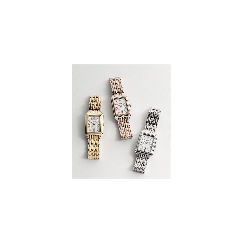 RAQUEL THREE HAND SILVER DIAL GOLD LADIES WATCH 