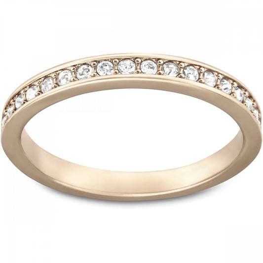RARE RING, WHITE SWAROVSKI CRYSTALS, ROSE-GOLD TONE 