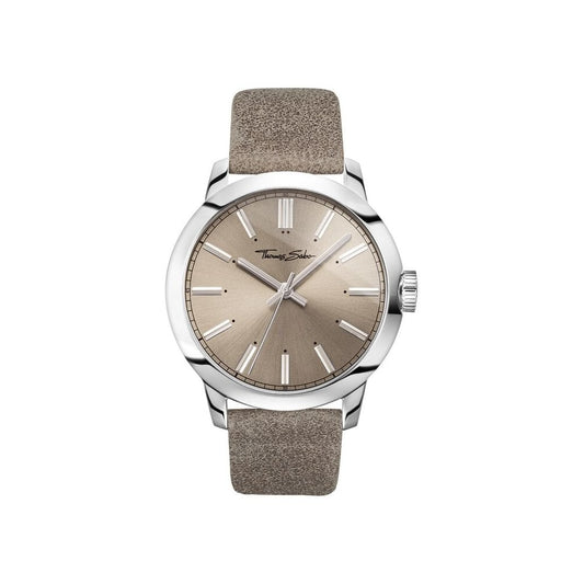REBEL AT HEART MENS WATCH, TAUPE-COLOURED LEATHER STRAP & SUNRAY DIAL, STAINLESS STEEL CASE