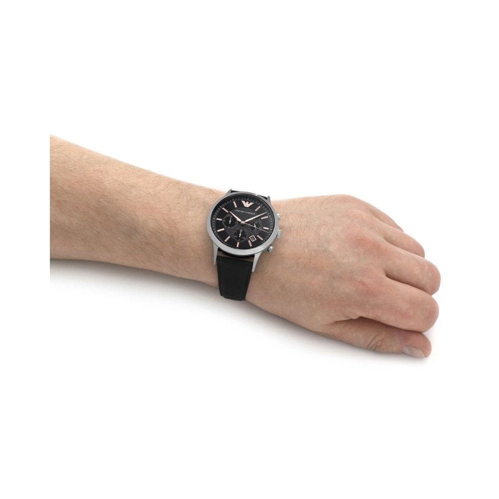 RENATO GENTS STAINLESS STEEL CHRONOGRAPH WATCH WITH ROSE GOLD DETAIL