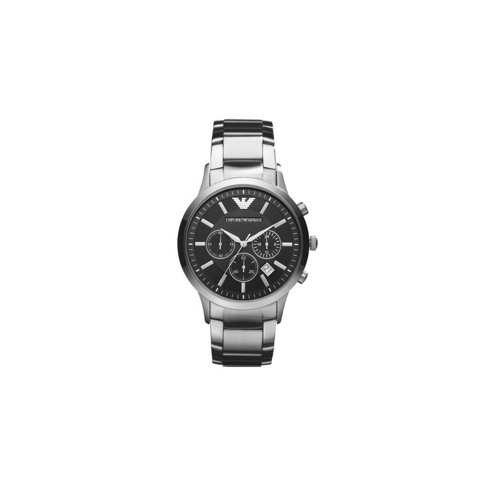 RENATO STAINLESS STEEL CHRONOGRAPH BRACELET WATCH WITH BLACK DIAL