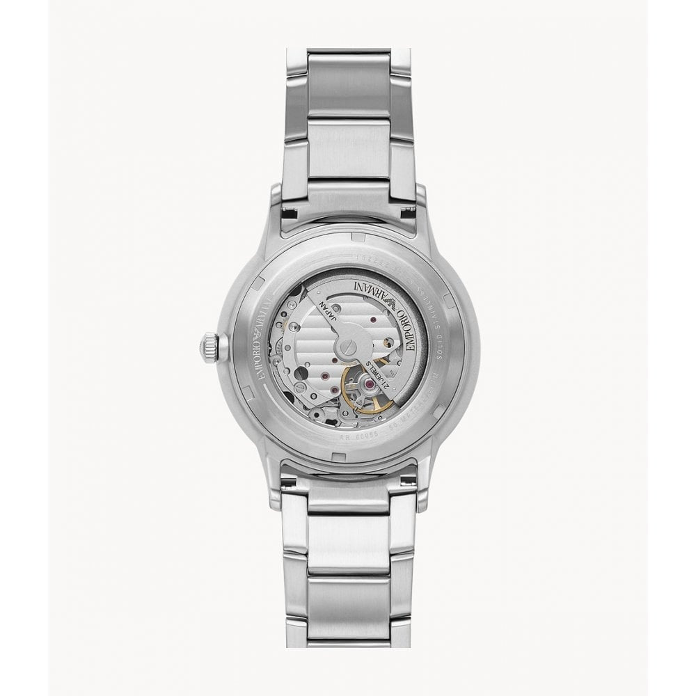 RENATO STAINLESS STEEL OPEN BLACK DIAL MECHANICAL WATCH