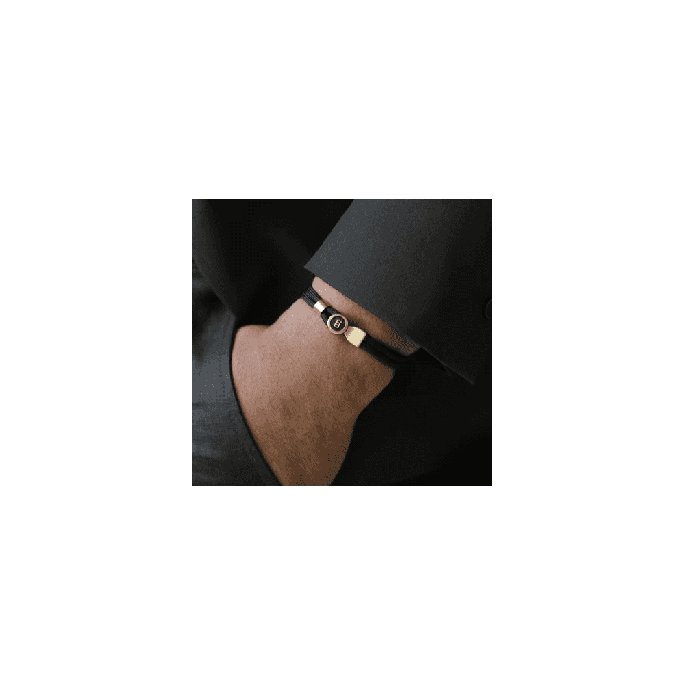 RIPTIDE BLACK ROPE GOLD ON STEEL BRACELET