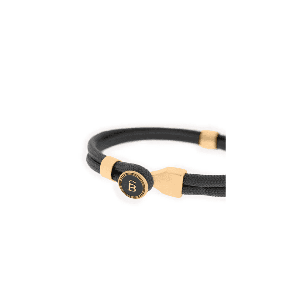RIPTIDE BLACK ROPE GOLD ON STEEL BRACELET