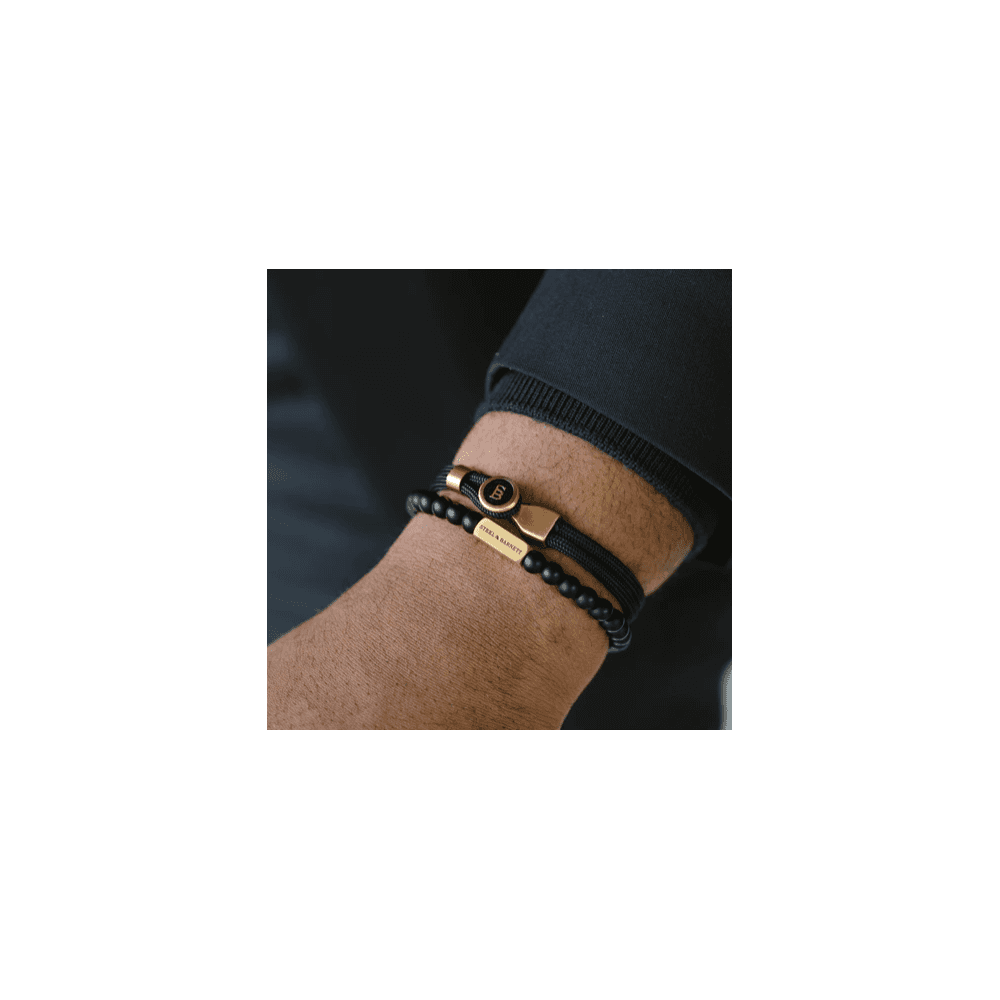 RIPTIDE BLACK ROPE GOLD ON STEEL BRACELET