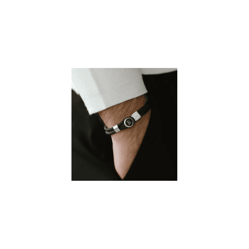 RIPTIDE BLACK ROPE STEEL BRACELET