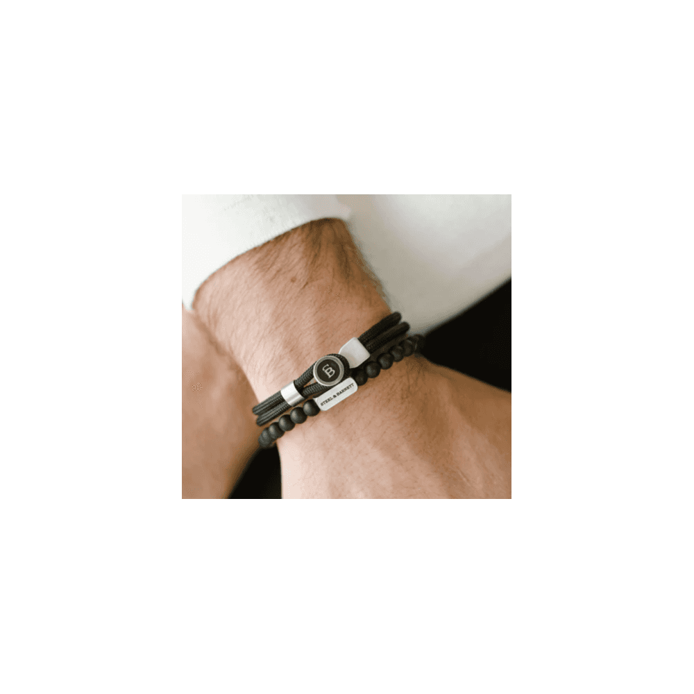 RIPTIDE BLACK ROPE STEEL BRACELET