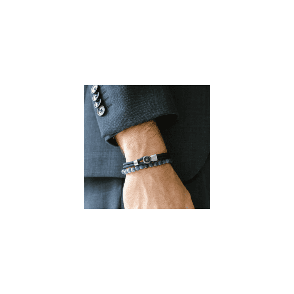 RIPTIDE NAVY ROPE STEEL BRACELET