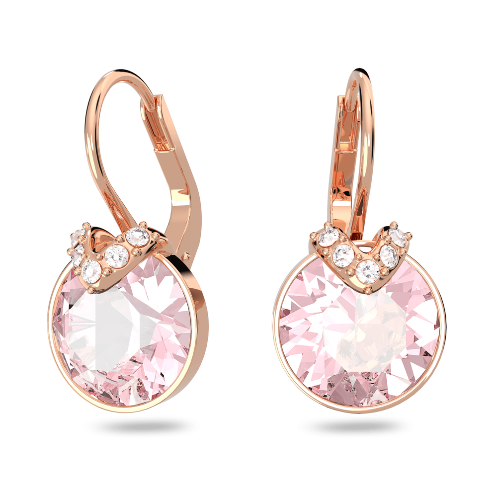 ROSE GOLD BELLA V DROP EARR W/PINK CRYSTAL