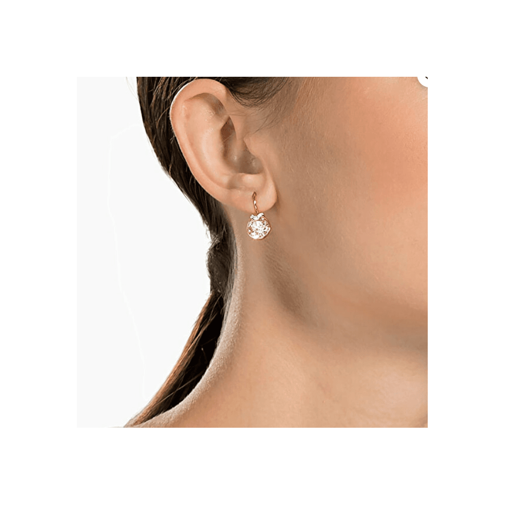 ROSE GOLD BELLA V DROP EARR W/PINK CRYSTAL