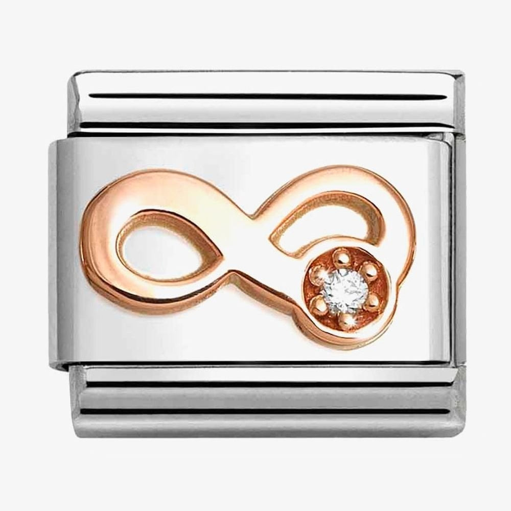 ROSE GOLD INFINITY SYMBOL WITH CUBIC ZIRCONIA DETAIL