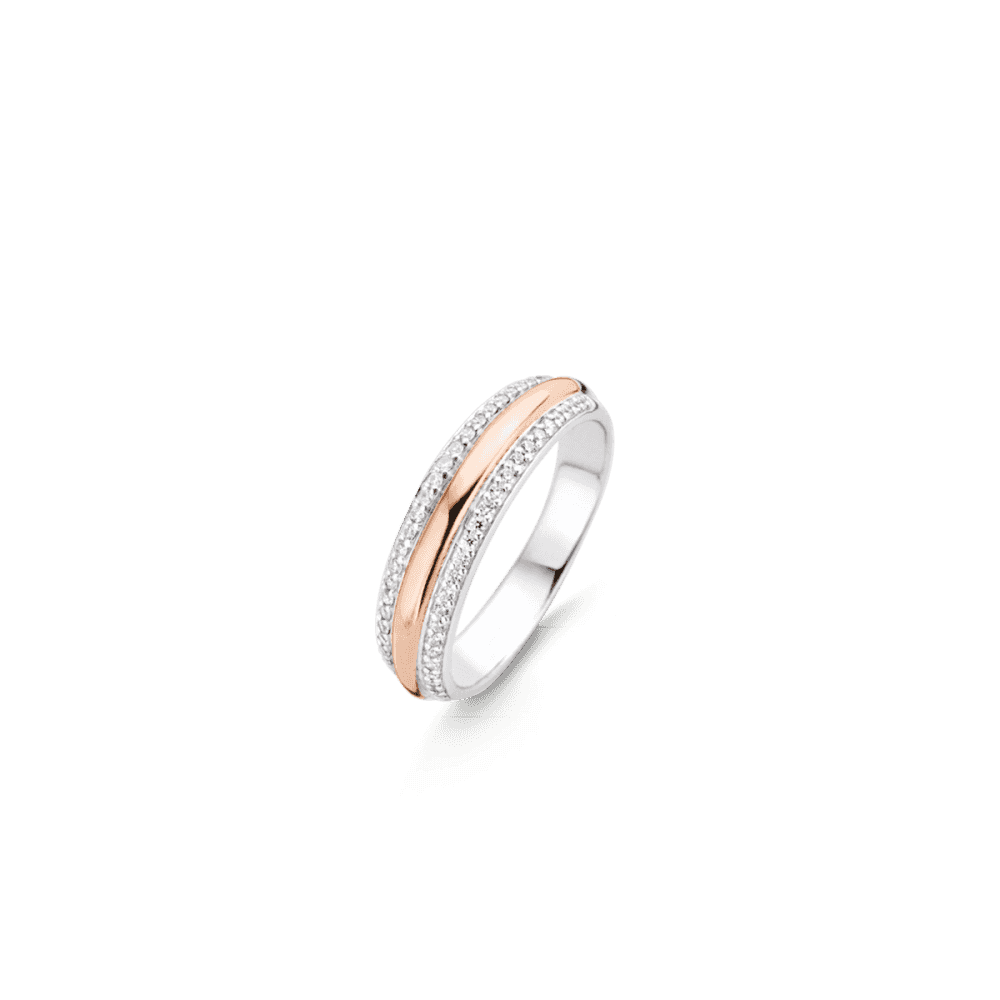 ROSE GOLD MILANO RING WITH  CUBIC ZIRCONIA TRIMMING