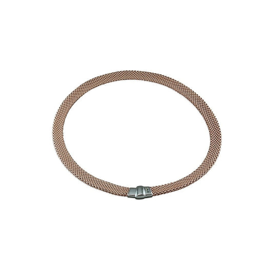 ROSE GOLD ON SILVER BROAD MESH NECKLACE