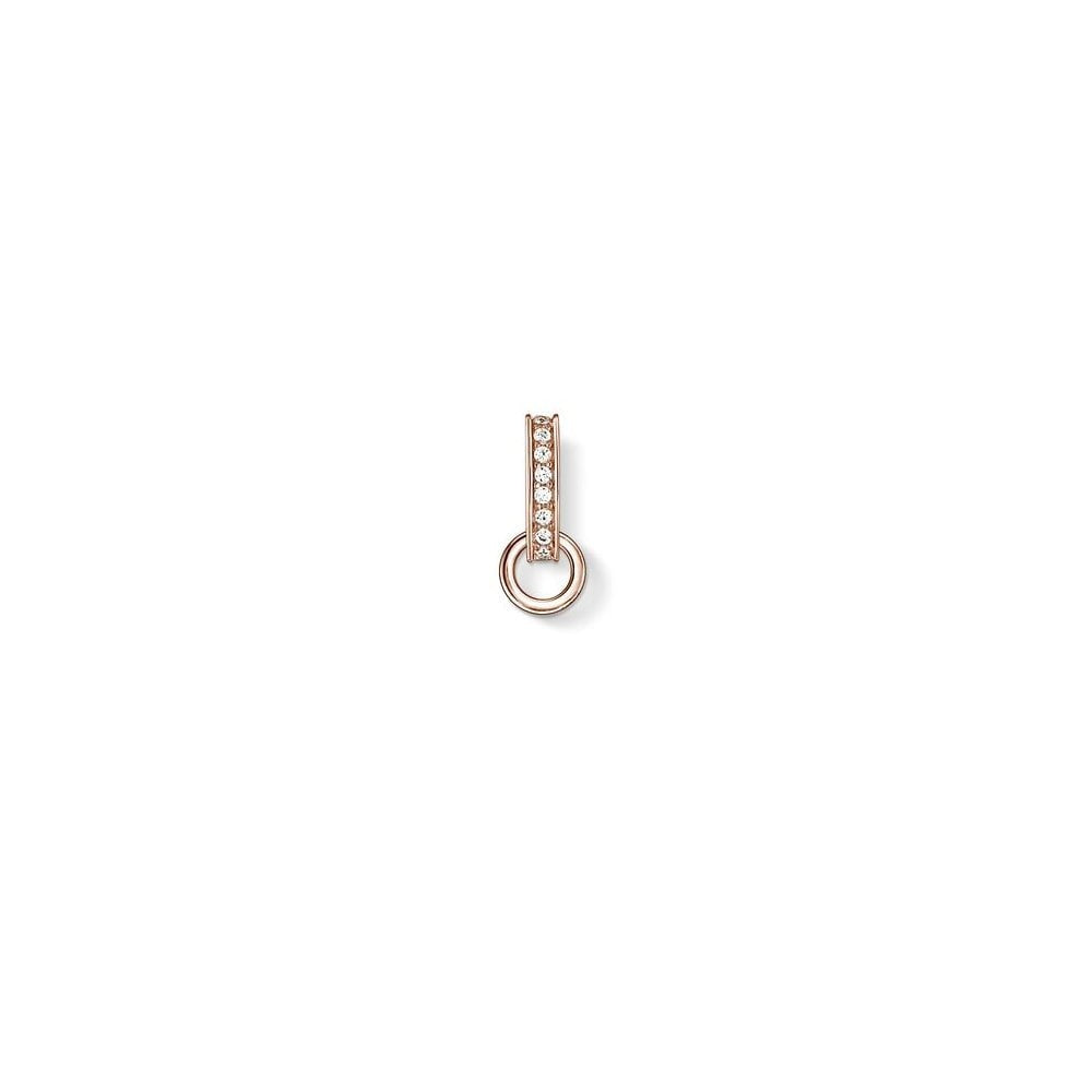 ROSE GOLD ON SILVER CHARM CARRIER WITH CUBIC ZIRCONIA
