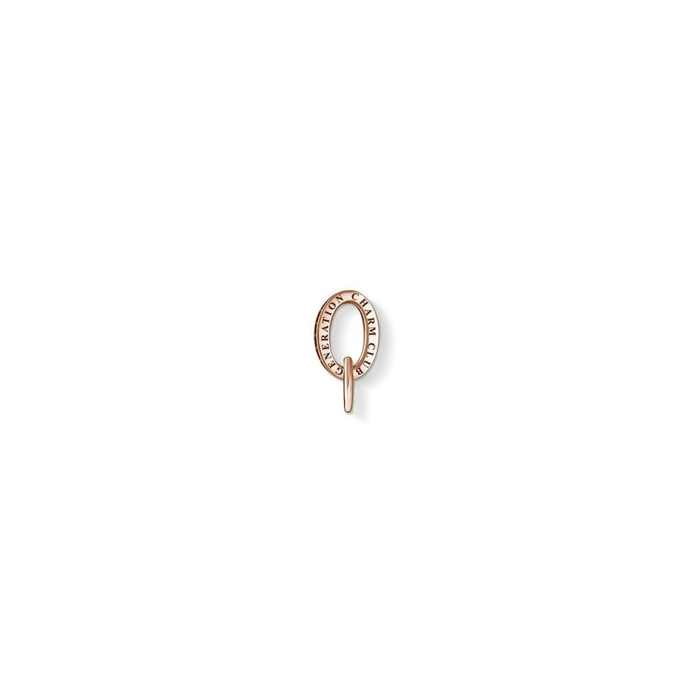 ROSE GOLD ON SILVER CHARM CARRIER WITH CUBIC ZIRCONIA