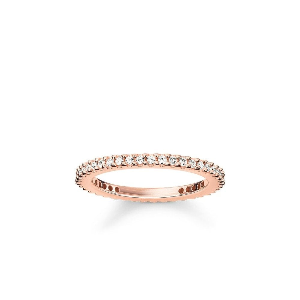 ROSE GOLD ON SILVER CUBIC ZIRCONIA BAND RING