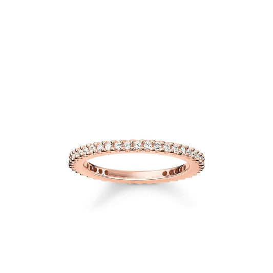 ROSE GOLD ON SILVER CUBIC ZIRCONIA BAND RING