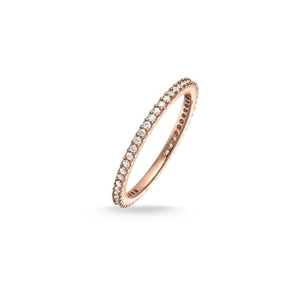 ROSE GOLD ON SILVER CUBIC ZIRCONIA BAND RING