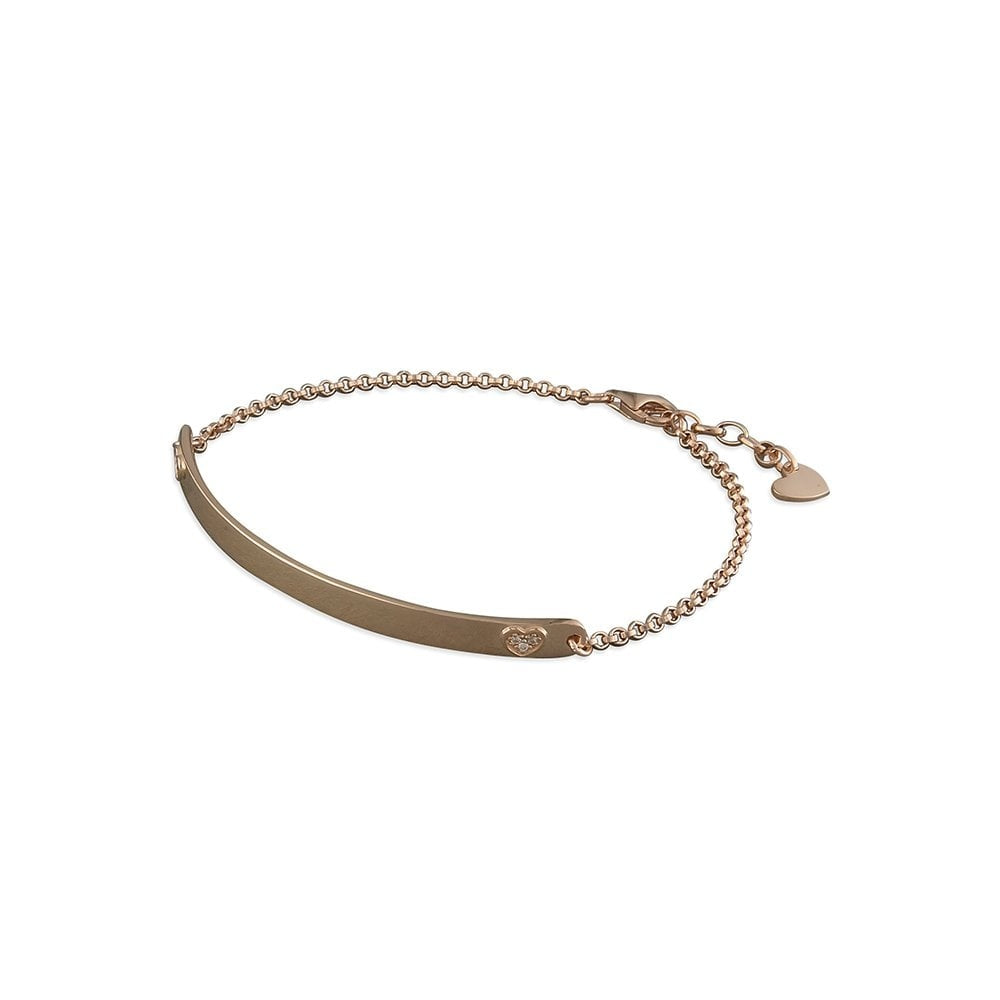 ROSE GOLD ON SILVER CUBIC ZIRCONIA HEART ID BRACELET