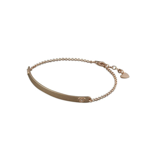 ROSE GOLD ON SILVER CUBIC ZIRCONIA HEART ID BRACELET