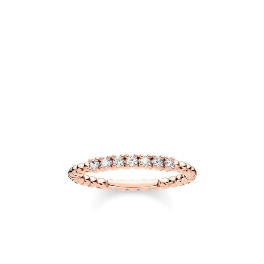 ROSE GOLD ON SILVER CUBIC ZIRCONIA SPHERICAL DOTS RING