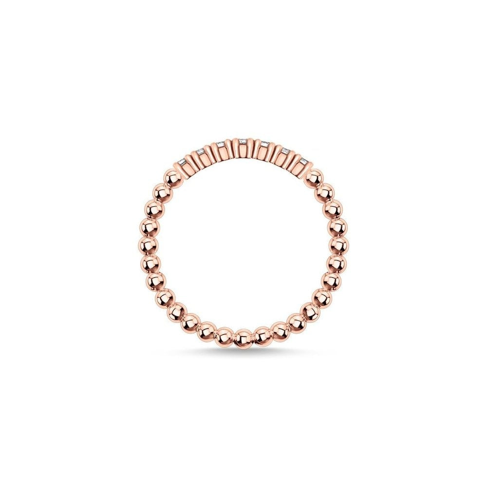 ROSE GOLD ON SILVER CUBIC ZIRCONIA SPHERICAL DOTS RING