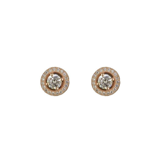 ROSE GOLD ON SILVER CUBIC ZIRCONIA STUD EARRINGS