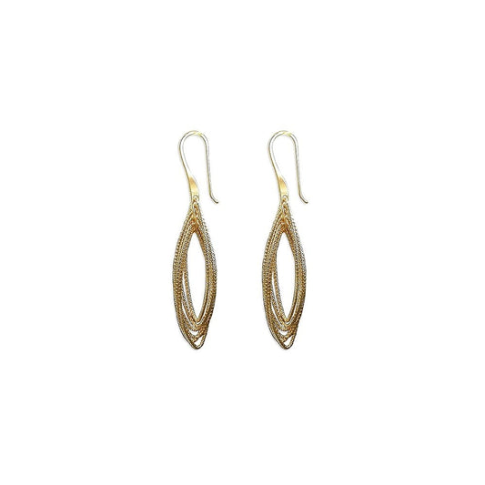 ROSE GOLD ON SILVER DIAMOND CUT OVAL DROP EARRINGS
