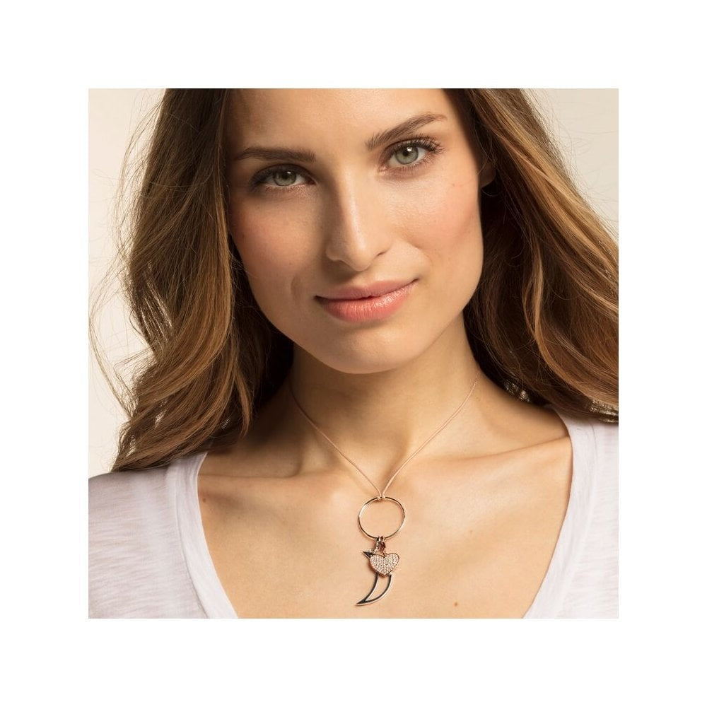 ROSE GOLD ON SILVER ENGRAVABLE HEART CHARM PENDANT WITH PAVE SET CUBIC ZIRCONIAS