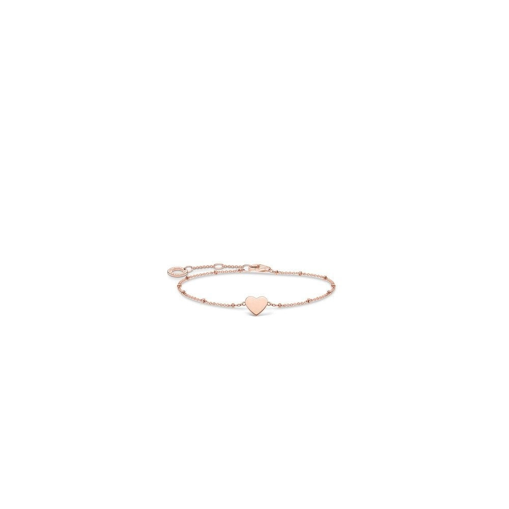 ROSE GOLD ON SILVER HEART WITH DOTS BRACELET