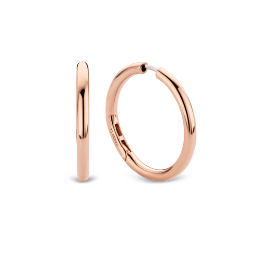 ROSE GOLD ON SILVER MILANO CLASSIC HOOP EARRINGS