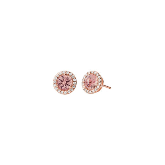 ROSE GOLD ON SILVER PINK HALO STUD EARRINGS