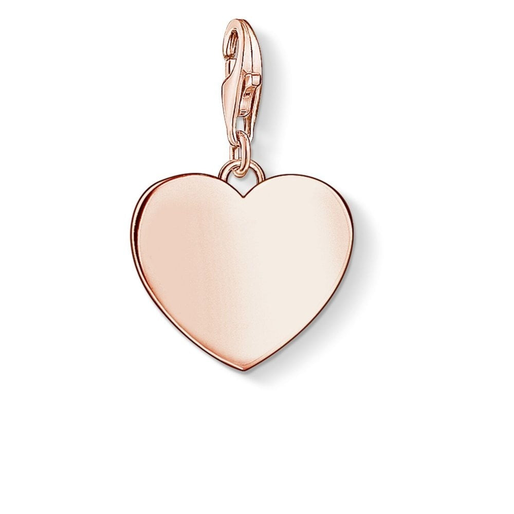 ROSE GOLD ON SILVER PLAIN HEART DISC CHARM PENDANT