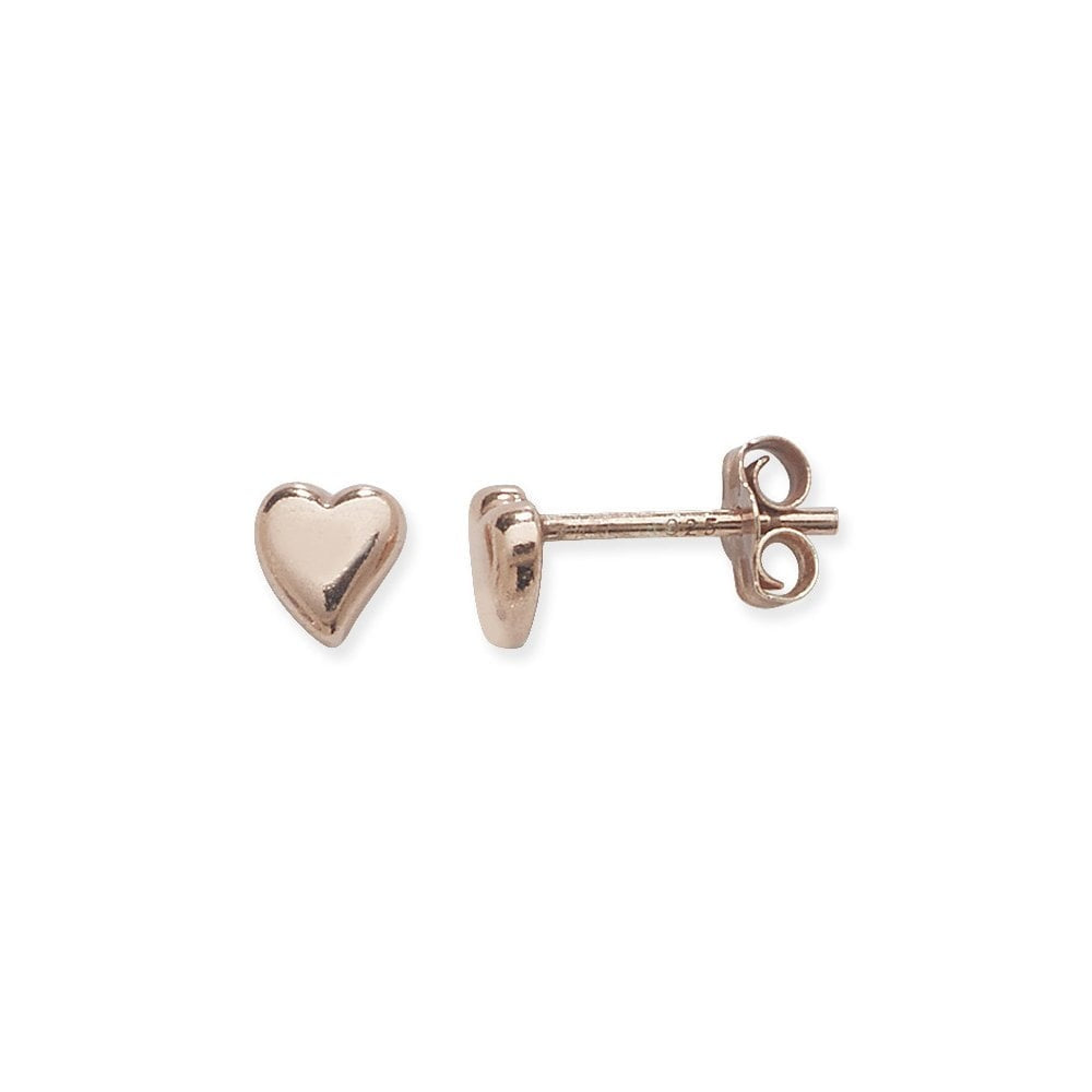 ROSE GOLD ON SILVER PLAIN HEART STUD EARRINGS