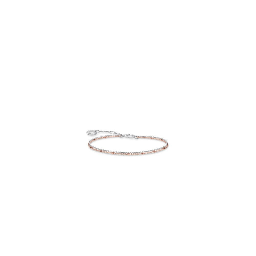 ROSE GOLD ON SILVER & STERLING SILVER DOUBLE ROW BRACELET