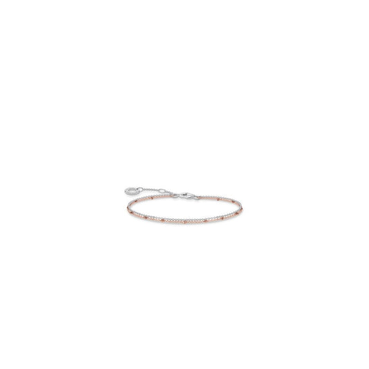 ROSE GOLD ON SILVER & STERLING SILVER DOUBLE ROW BRACELET