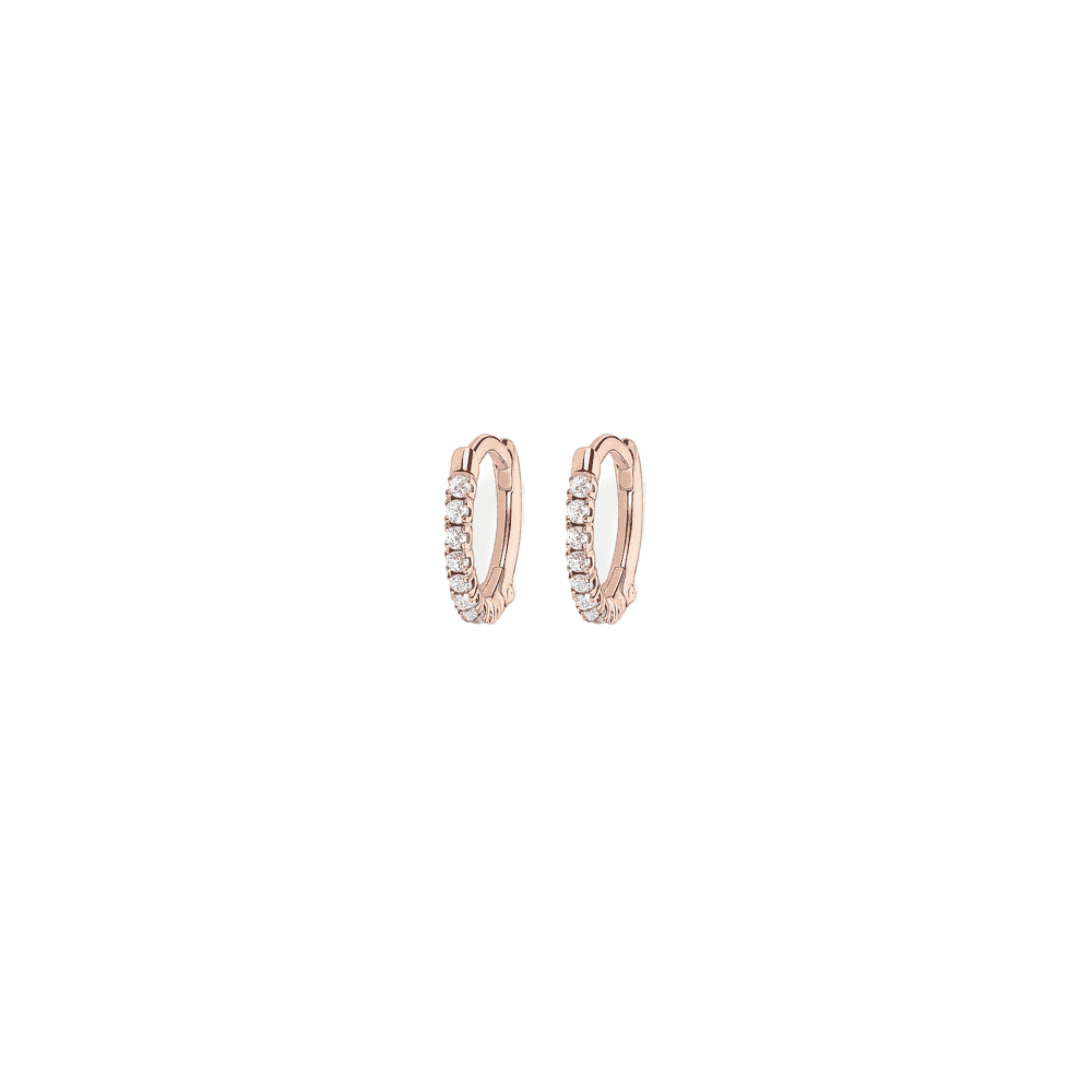 ROSE GOLD ON SILVER ZIRCONIA HOOP EARRINGS