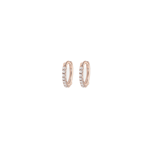 ROSE GOLD ON SILVER ZIRCONIA HOOP EARRINGS
