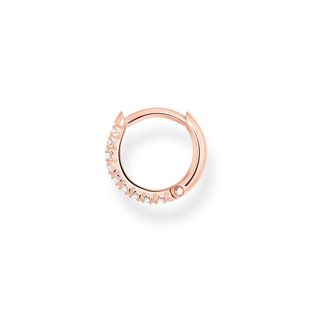 ROSE GOLD ON SILVER ZIRCONIA HOOP EARRINGS