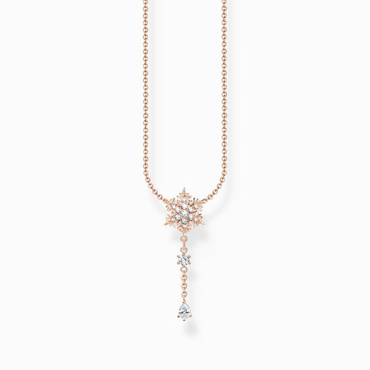 ROSE GOLD ON SILVER ZIRCONIA SNOWFLAKE NECKLACE 