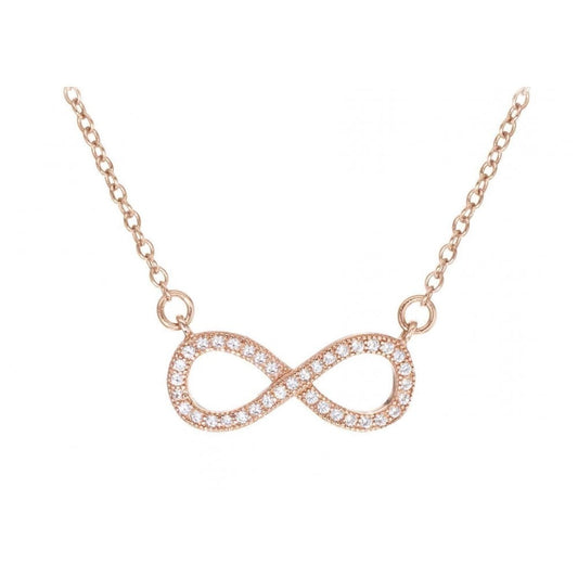 ROSE GOLD ON STERLING SILVER CZ INFINITY ADJUSTABLE NECKLACE