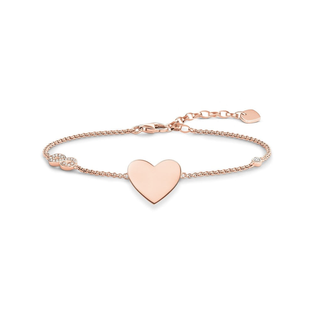 ROSE GOLD ON STERLING SILVER HEART BRACELET WITH INFINITY SYMBOL